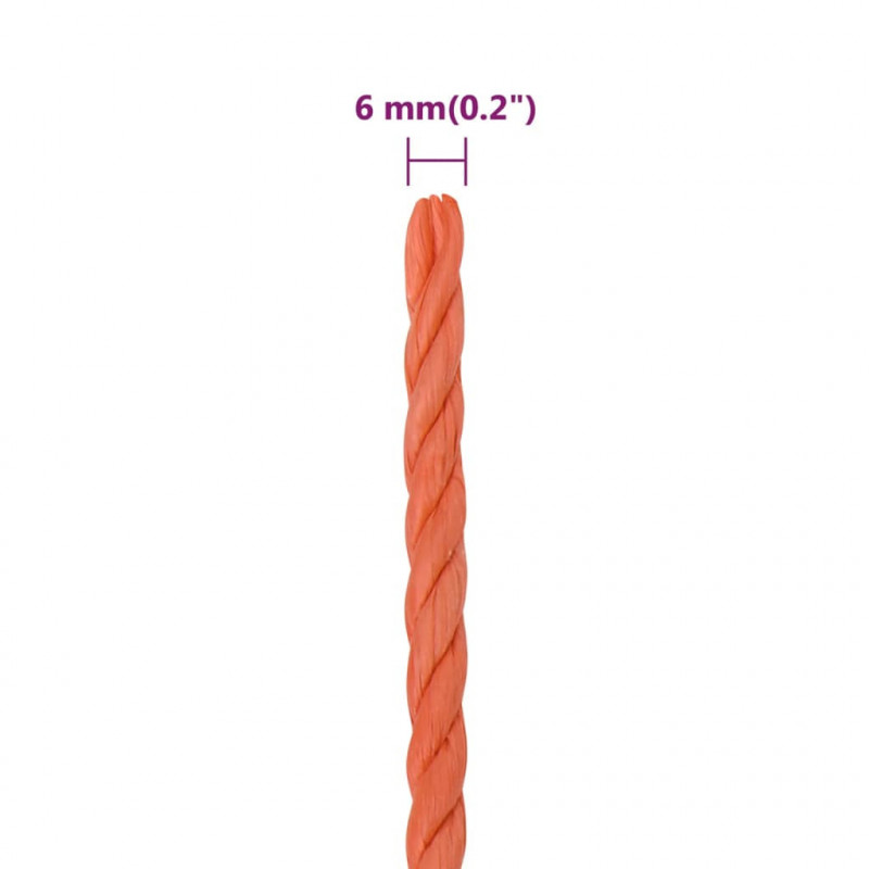 Linka robocza, pomarańczowa, 6 mm, 25 m, polipropylen