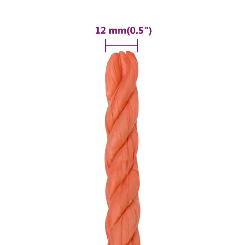 Linka robocza, pomarańczowa, 12 mm, 50 m, polipropylen