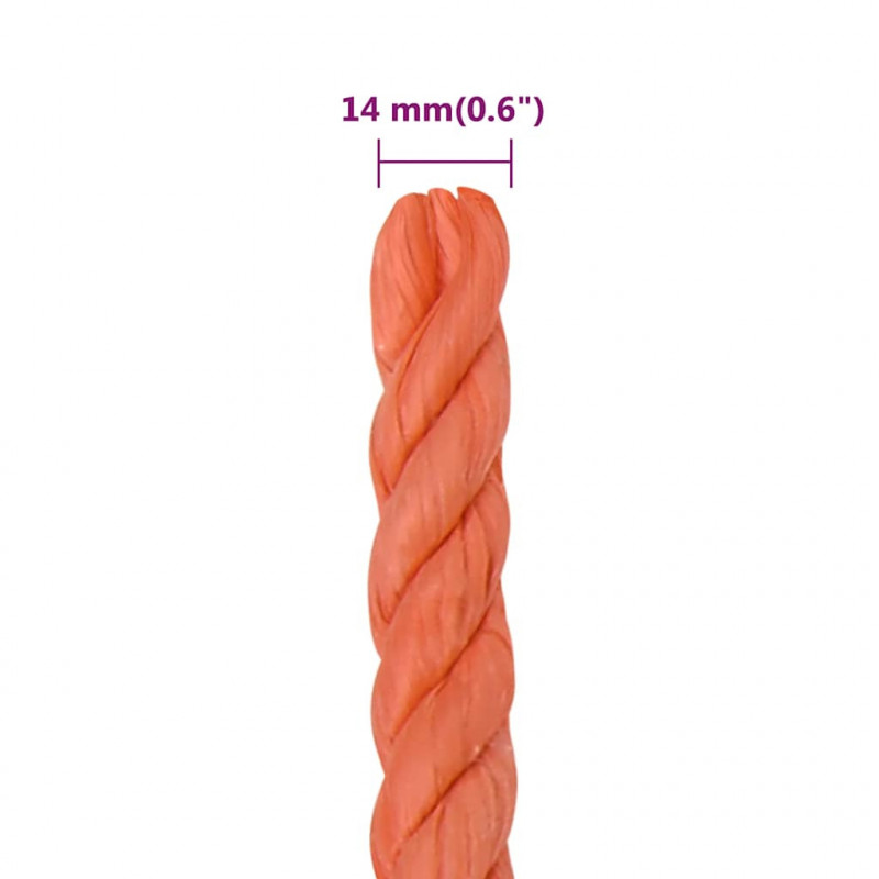 Linka robocza, pomarańczowa, 14 mm, 50 m, polipropylen