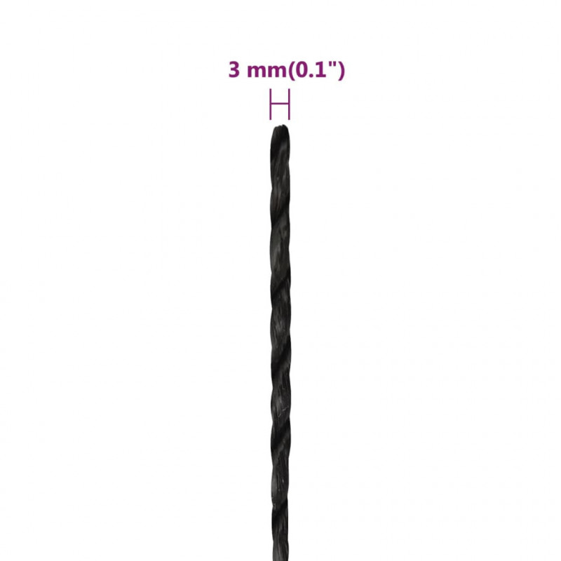 Linka robocza, czarna, 3 mm, 25 m, polipropylen