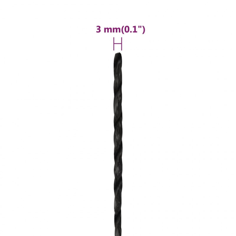 Linka robocza, czarna, 3 mm, 50 m, polipropylen