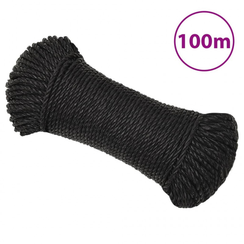Linka robocza, czarna, 3 mm, 100 m, polipropylen