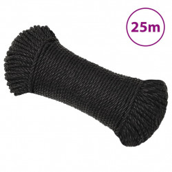 Linka robocza, czarna, 6 mm, 25 m, polipropylen