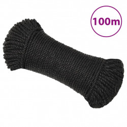 Linka robocza, czarna, 6 mm, 100 m, polipropylen