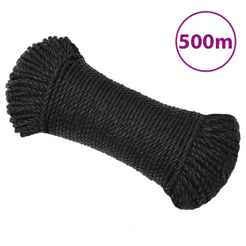 Linka robocza, czarna, 6 mm, 500 m, polipropylen