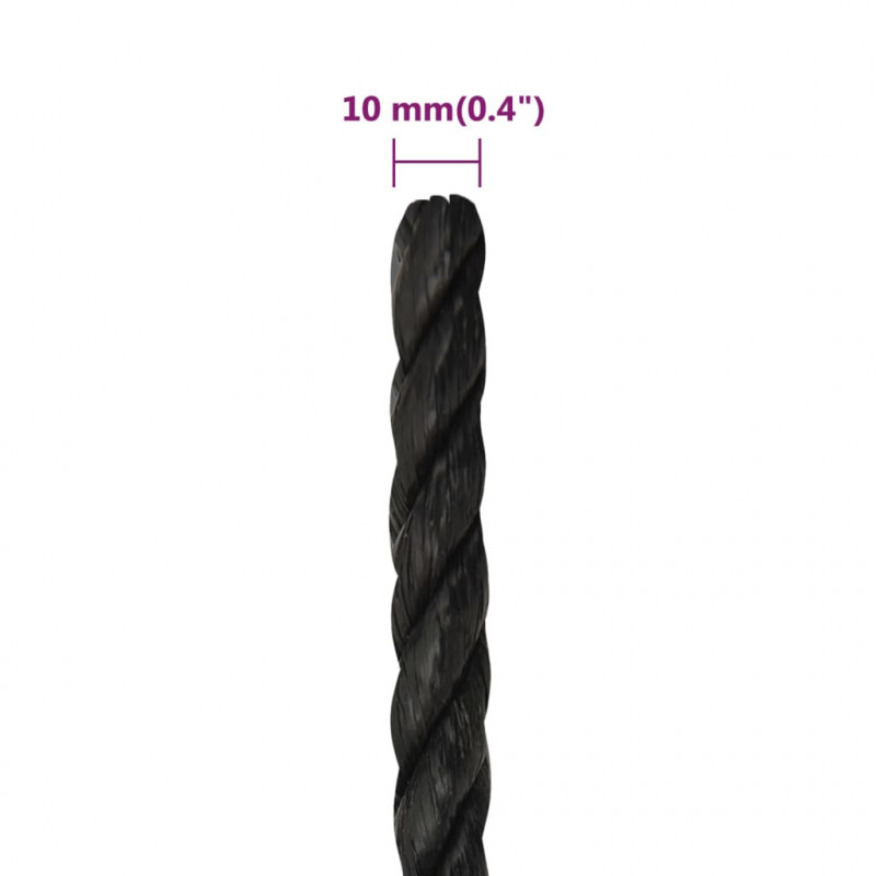 Linka robocza, czarna, 10 mm, 25 m, polipropylen