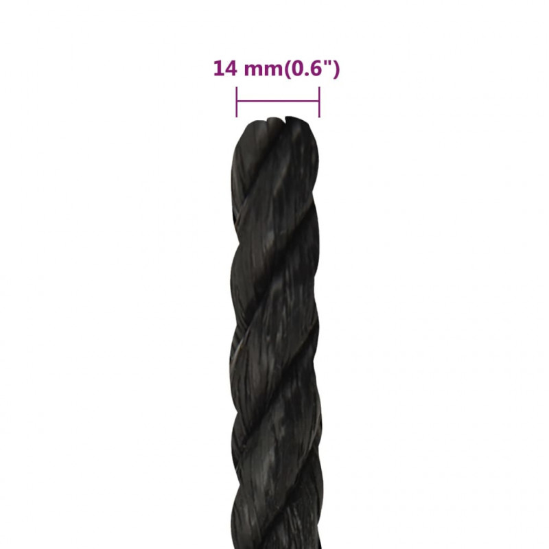 Linka robocza, czarna, 14 mm, 50 m, polipropylen