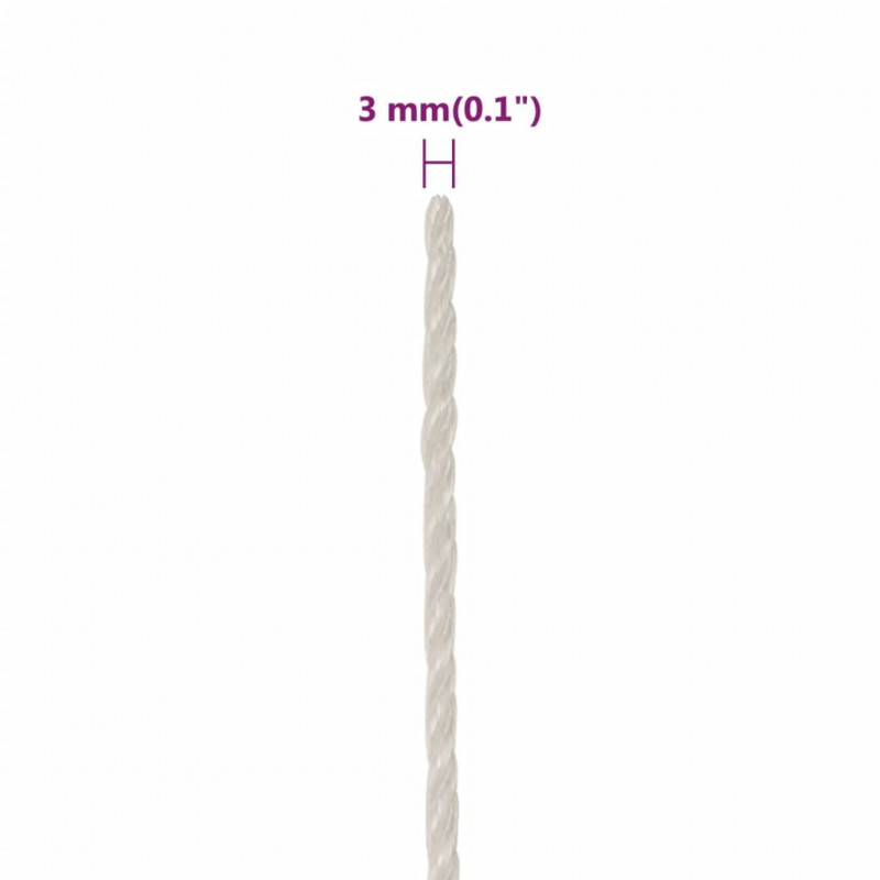 Linka robocza, biała, 3 mm, 25 m, polipropylen