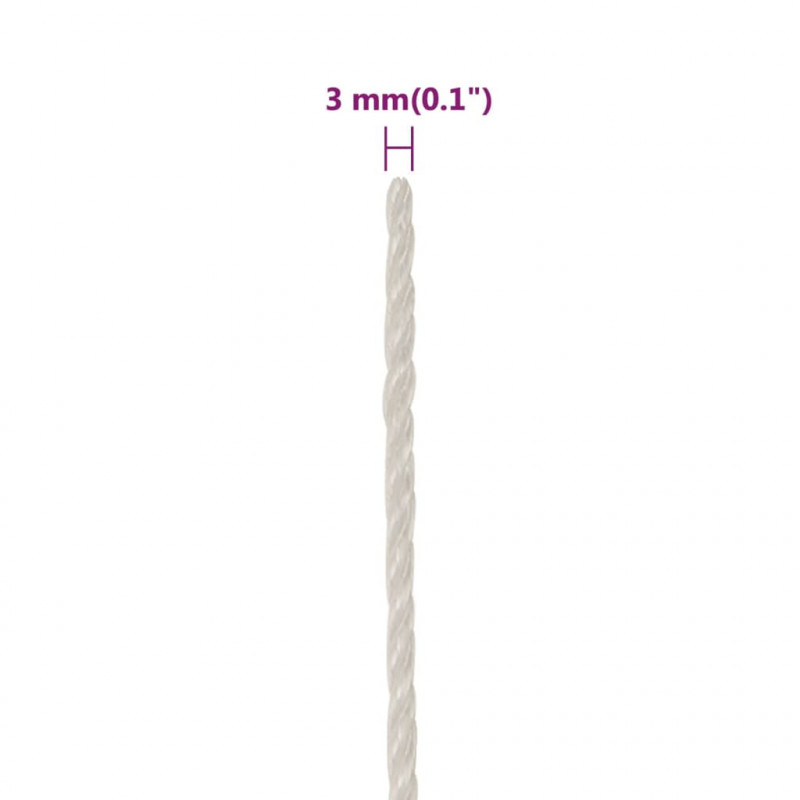 Linka robocza, biała, 3 mm, 250 m, polipropylen