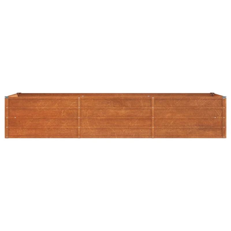 Podwyższona donica, rdzawa, 240x80x45 cm, stal kortenowska