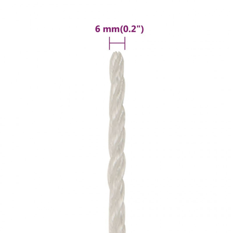 Linka robocza, biała, 6 mm, 50 m, polipropylen