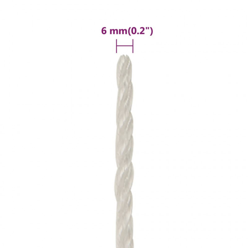 Linka robocza, biała, 6 mm, 250 m, polipropylen