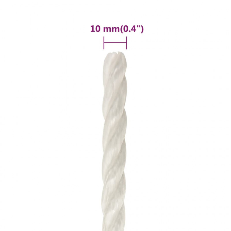 Linka robocza, biała, 10 mm, 25 m, polipropylen