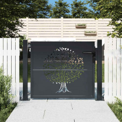 Furtka ogrodowa, antracytowa, 100x100 cm, stal, motyw drzewa