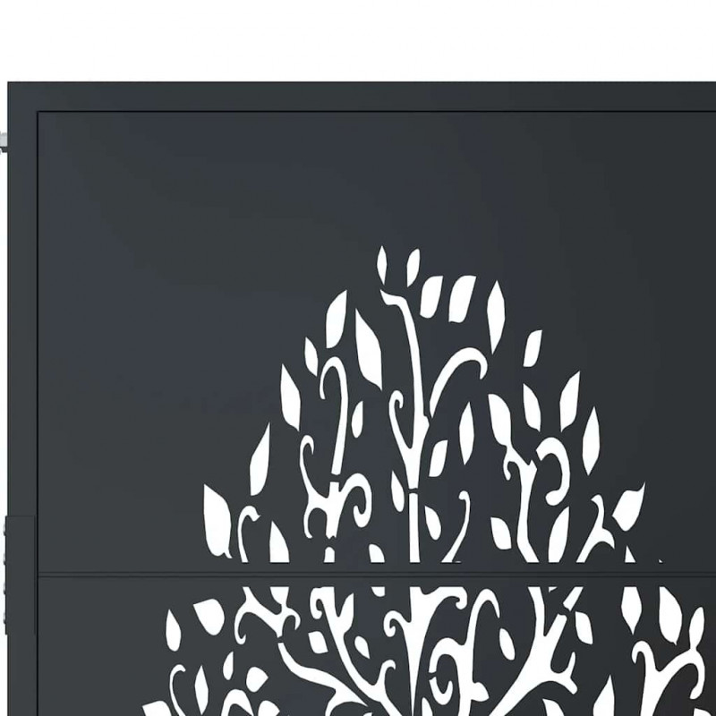 Furtka ogrodowa, antracytowa, 100x175 cm, stal, motyw drzewa