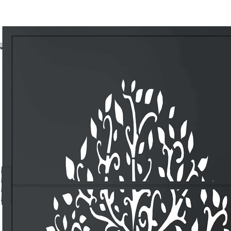 Furtka ogrodowa, antracytowa, 100x200 cm, stal, motyw drzewa