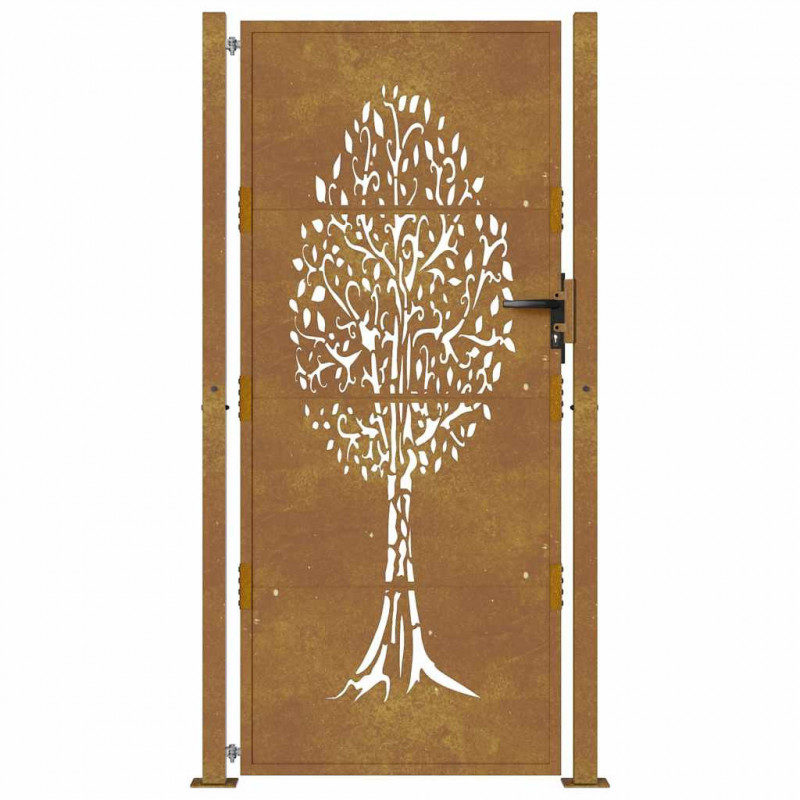 Furtka ogrodowa, 100x175 cm, stal kortenowska, motyw drzewa