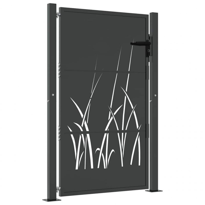 Furtka ogrodowa, antracytowa, 100x125 cm, stal, motyw trawy