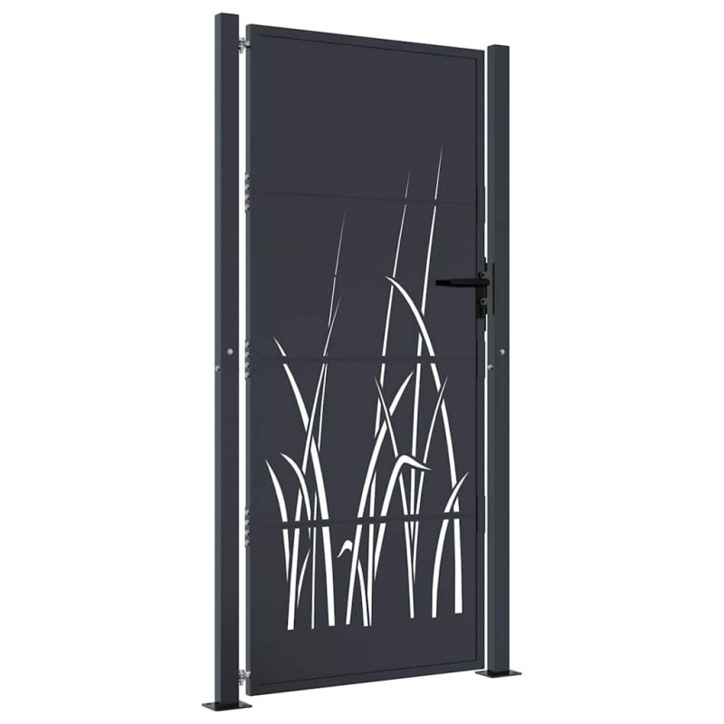 Furtka ogrodowa, antracytowa, 100x175 cm, stal, motyw trawy
