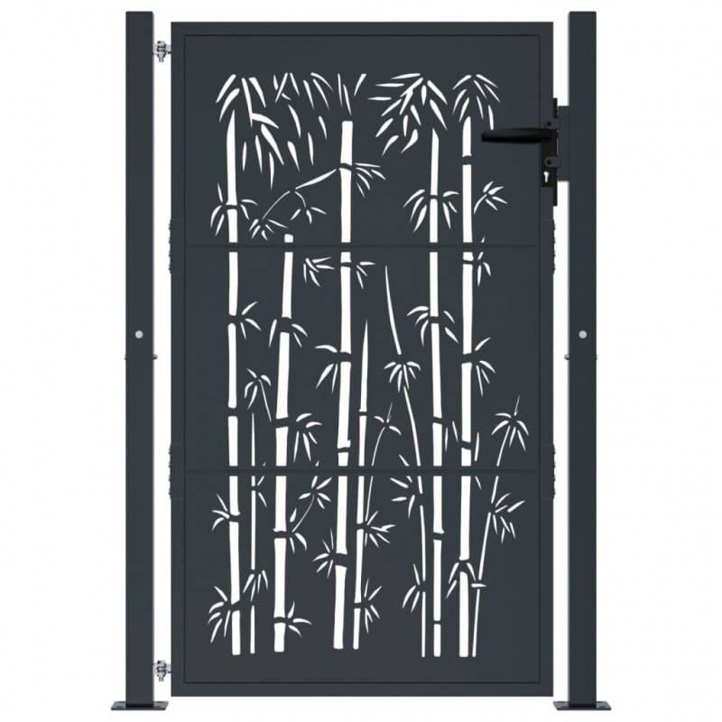 Furtka ogrodowa, antracytowa, 100x125 cm, stal, motyw bambusa
