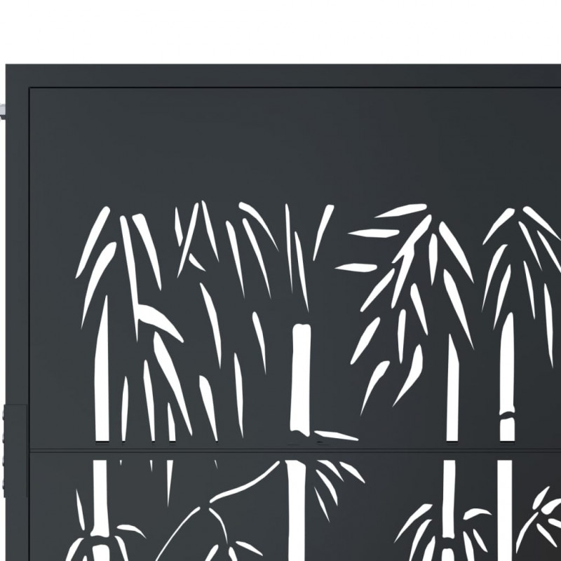 Furtka ogrodowa, antracytowa, 100x125 cm, stal, motyw bambusa