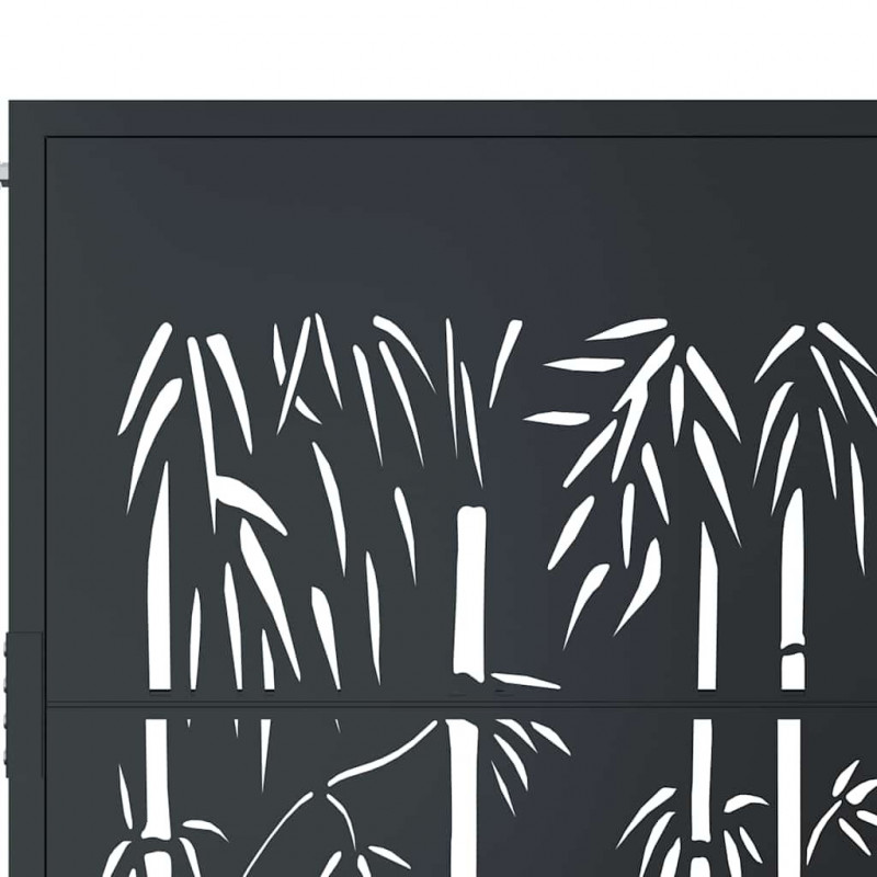 Furtka ogrodowa, antracytowa, 100x150 cm, stal, motyw bambusa