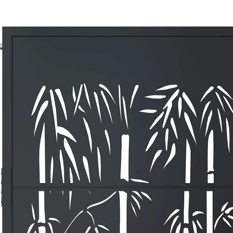 Furtka ogrodowa, antracytowa, 100x175 cm, stal, motyw bambusa