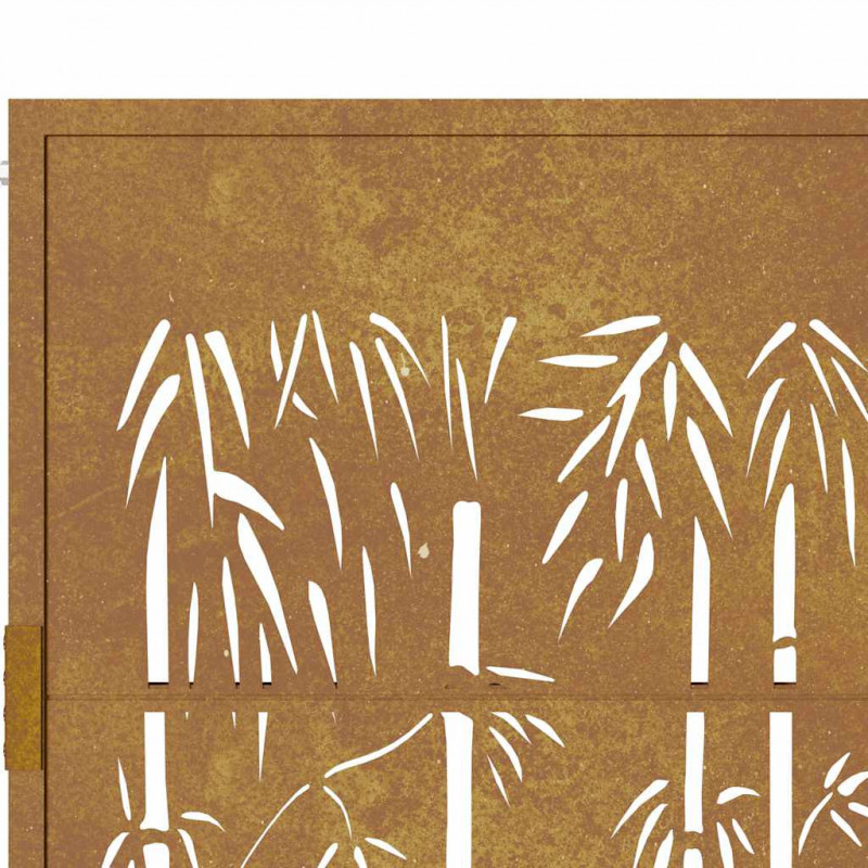 Furtka ogrodowa, 100x125 cm, stal kortenowska, motyw bambusa