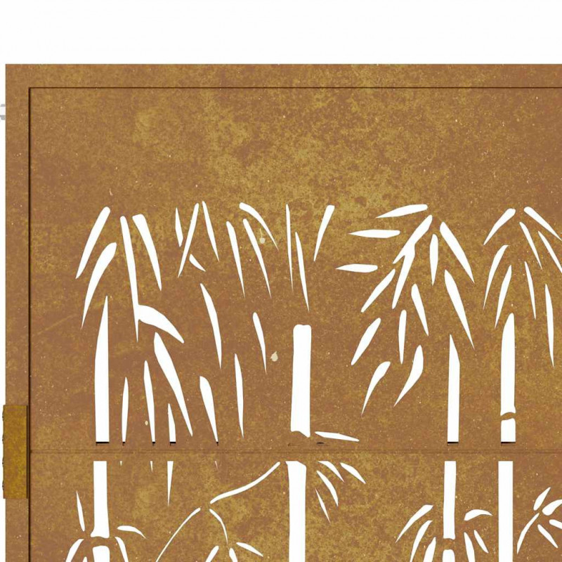 Furtka ogrodowa, 100x200 cm, stal kortenowska, motyw bambusa