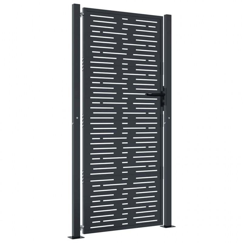 Furtka ogrodowa, antracytowa, 100x175 cm, stal, w prostokąty