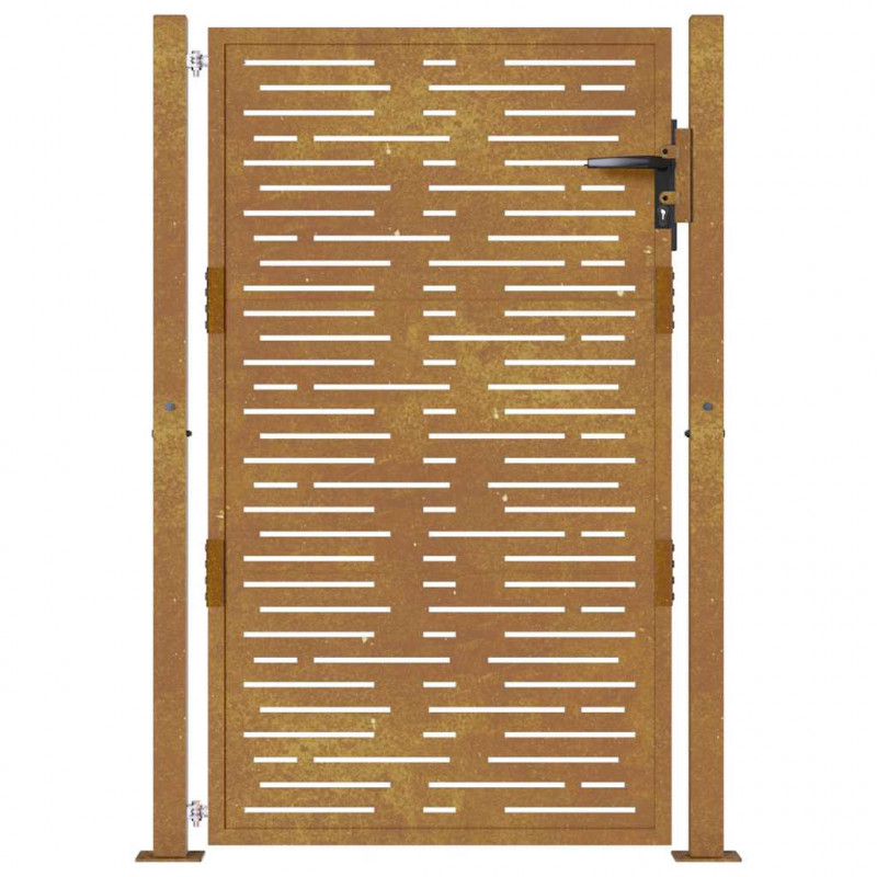 Furtka ogrodowa, 100x125 cm, stal kortenowska, motyw prostokąty