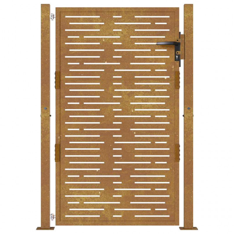 Furtka ogrodowa, 100x150 cm, stal kortenowska, motyw prostokąty