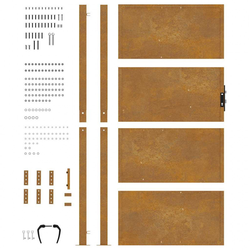 Furtka ogrodowa, 100x200 cm, stal kortenowska