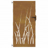 Furtka ogrodowa, 85x200 cm, stal kortenowska, motyw trawy