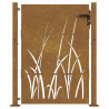 Furtka ogrodowa, 100x150 cm, stal kortenowska, motyw trawy