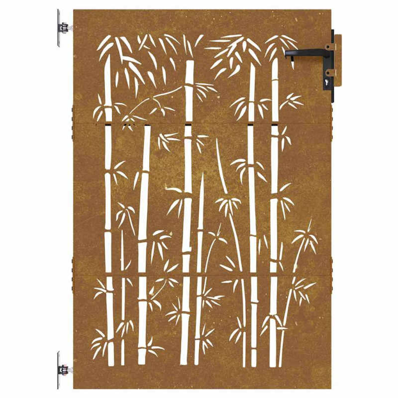 Furtka ogrodowa, 85x125 cm, stal kortenowska, motyw bambusa