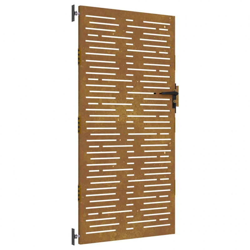 Furtka ogrodowa, 85x175 cm, stal kortenowska, motyw prostokątów