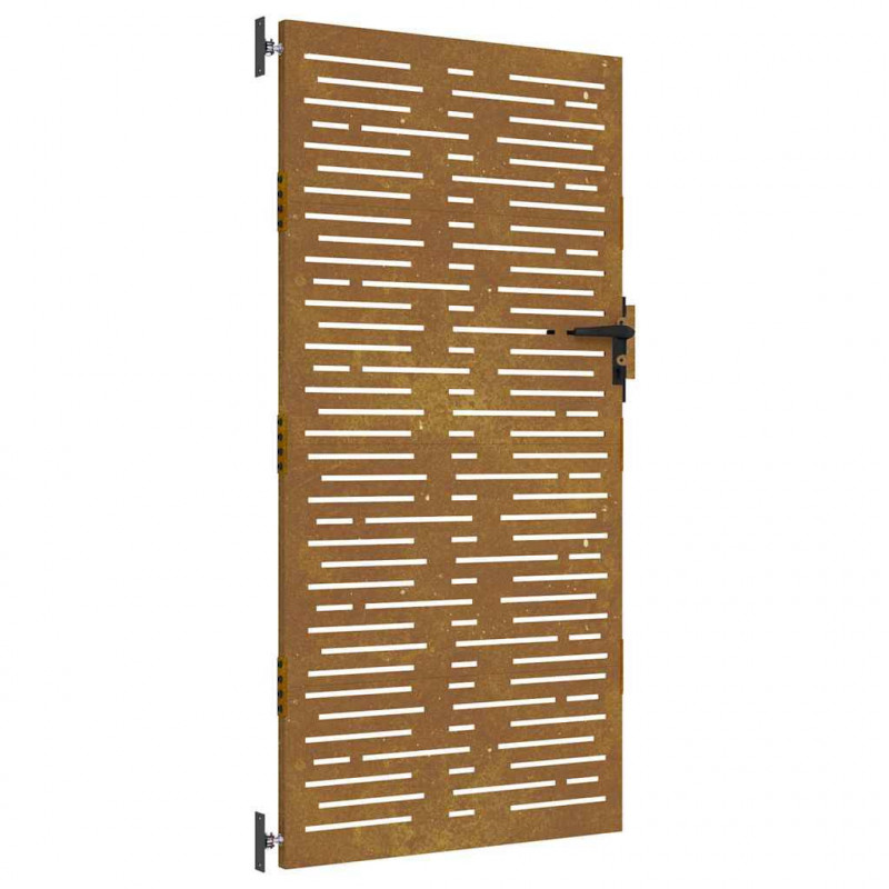 Furtka ogrodowa, 85x200 cm, stal kortenowska, motyw prostokątów