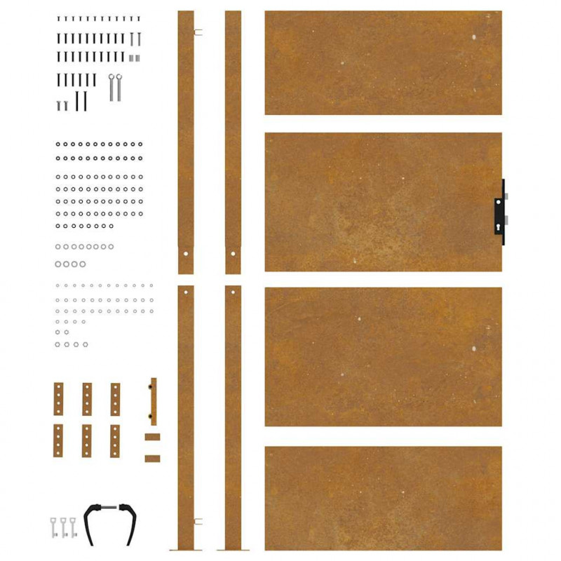 Furtka ogrodowa, 100x200 cm, stal kortenowska