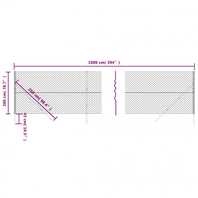 Ogrodzenie z siatki, zielone, 2x10 m