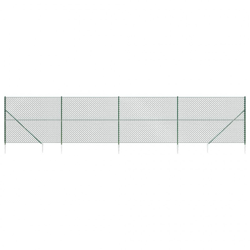 Ogrodzenie z siatki, z kotwami, zielone, 1,4x10 m