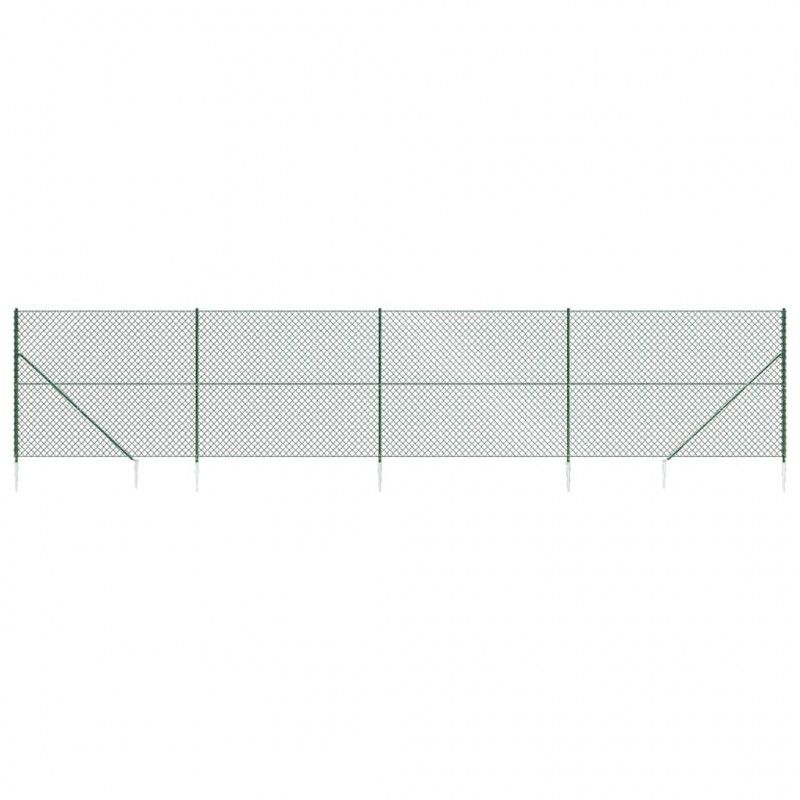 Ogrodzenie z siatki, z kotwami, zielone, 1,6x10 m