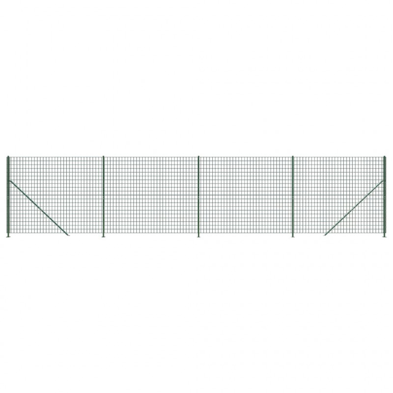 Ogrodzenie z siatki, ze stopami słupków, zielone, 2x10 m