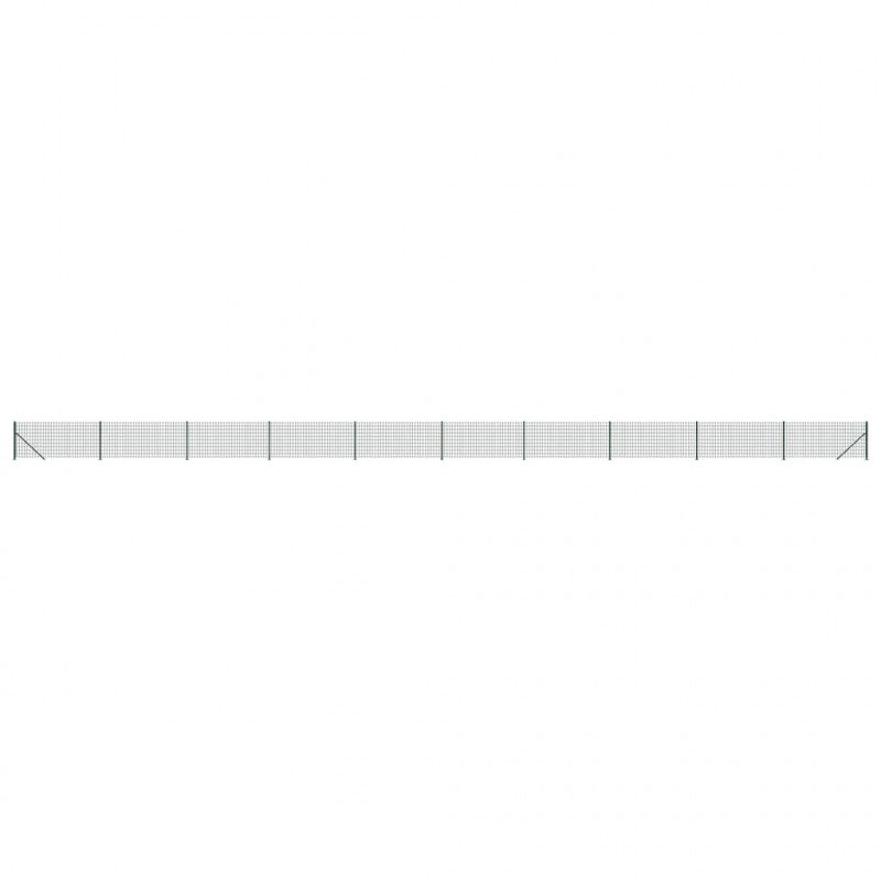 Ogrodzenie z siatki, ze stopami słupków, zielone, 0,8x25 m