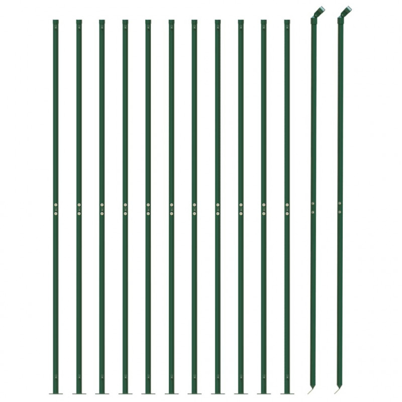 Ogrodzenie z siatki, ze stopami słupków, zielone, 0,8x25 m