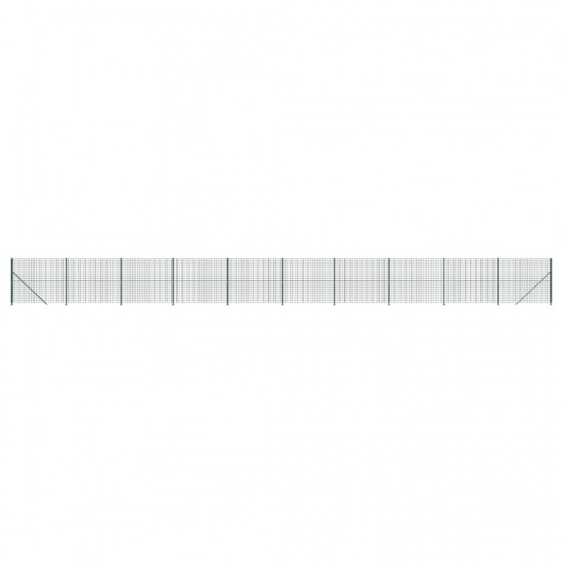 Ogrodzenie z siatki, ze stopami słupków, zielone, 1,4x25 m