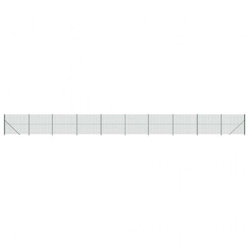 Ogrodzenie z siatki, ze stopami słupków, zielone, 1,6x25 m