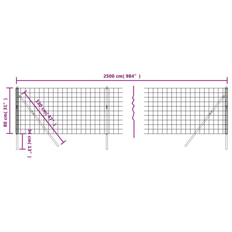 Ogrodzenie z siatki drucianej, antracytowe, 0,8x25 m