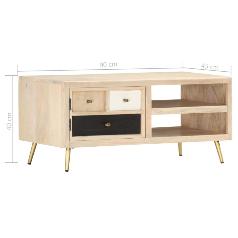 Stolik kawowy, 90 x 45 x 40 cm, lite drewno mango
