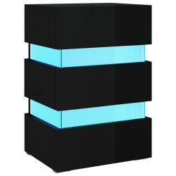 Szafka nocna z LED, wysoki połysk, czarna, 45x35x67 cm